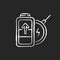 Battery wireless charging chalk white icon on black background