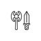 Battle ax and sword outline icon