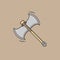 Battle Axe Flat Vector Illustration Icon On Brown Background for web, landing page, sticker, banner