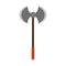 Battle axe vector icon weapon blade. Ancient isolated white viking warrior symbol. Barbarian fantasy game equipment