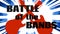 Battle of the bands music event promotional poster vector illustration of two red guitars clash over white and blue starbust