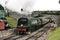 Battle of Britain Class Steam Loco No 34070 `Manston` departs Swanage Station on the Swanage Railway - Corfe Castle, Dorset, UK