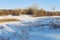 Battle Creek Snow Covered Prairie and Forest Landscape