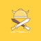 battle, emblem, viking, warrior, swords Flat Line Filled Icon. Beautiful Logo button over yellow background for UI and UX, website