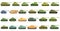 Battle tank icons set cartoon vector. War armed