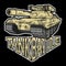Battle tank logo on black background