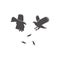 The battle of two birds of prey in the sky icon in flat style.