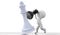 Battle winner human 3d drpops king and winning the game chess tactic strategy - 3d renderin