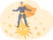 Battle winner superhero as symbol of human immunity surrounded by viruses vector illustration
