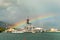 Battleship Missouri with Rainbow