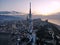 Batumi from above. Aerial photo from drone camera. Georgian seaside city. Beautiful town panoramic view. Alphabet tower and Black