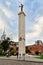 Batumi, Adjara/Georgia - August 05 2019:  Europe Square with Medea monument, beautiful mansions with towers