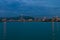 Batumi, Adjara, Georgia. View from sea on illuminated resort town at evening