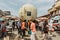 Batumi, Georgia - May 20, 2019. Busy morning in the local market in Batumi. Landscape of the outdoor market closed to the railway