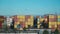 Batumi, Georgia - November 30, 2022: Container cargo port ship yard storage handling of logistic transportation industry