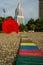 BATUMI, GEORGIA: Sculpture of a snail. Multi-colored path along the pebble beach and Sheraton Batumi Hotel in Batumi.