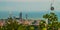 BATUMI, GEORGIA: Top view from the Argo cable car of the city of Batumi on a cloudy summer day.