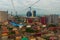 BATUMI, GEORGIA: Top view from the Argo cable car of the city of Batumi on a cloudy summer day.