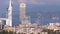 Batumi, Panoramic view from a tall multi-storey building. Various buildings, roofs, houses, embankment by the Black Sea.