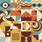 Bauhaus Inspired Graphic Pattern Artwork Made With Abstract Vector Geometric Shapes