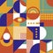Bauhaus seamless pattern. Scandinavian geometric wallpaper, bright minimalist print. Abstract decorative squares print
