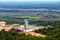 Bauxite mine. View from above. Top view of the mine and dumps