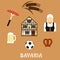 Bavaria travel and objects flat icons