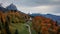 Bavarian Alps with church of Wamberg in Garmisch-Partenkirchen during autumn