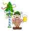 Bavarian with a beer and maypole