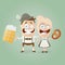 Bavarian couple with beer and pretzel