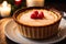 Bavarian cream. Cooked custard. Piece of Christmas Cheesecake . Generative AI