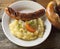 Bavarian food, grilled sausage and potato salad