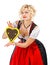 Bavarian girl in dirndl with octoberfest cookie