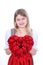 Bavarian girl with a heart-shaped bouquet