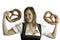 Bavarian Girl holds Oktoberfest Pretzels