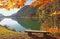 Bavarian lake sylvenstein in autumn