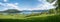 Bavarian landscape panorama lake tegernsee, green slope