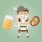 Bavarian man with beer and pretzel