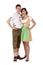 Bavarian man in and woman in smiling happy