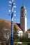 Bavarian Maypole with church