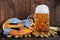 Bavarian Oktoberfest soft pretzel with beer