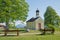 Bavarian pilgrimage chapel, popular trip goal Buckelwiesen, springtime