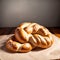 Bavarian pretzels with sesame seeds on a paper