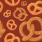 Bavarian salted pretzel at seamless pattern