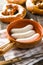 The bavarian weisswurst, pretzel and mustard.