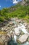 Bavona river with Swiss Alps in canton Ticino, Bavona valley, Switzerland, Europe