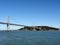 Bay Bridge and Bay as Bridge enters into island