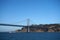 Bay Bridge, yerba buena island and boat sailing under