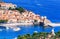 The bay of Collioure with church Notre-Dame des Anges, Southern France