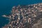 The Bay of Kotor, Beautiful aerial view of Boka Kotorska, with Kotor, Herceg Novi and Tivat municipalities in a sunny day,